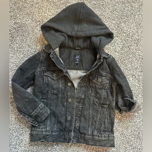 GAP Charcoal Denim Jacket with Hood